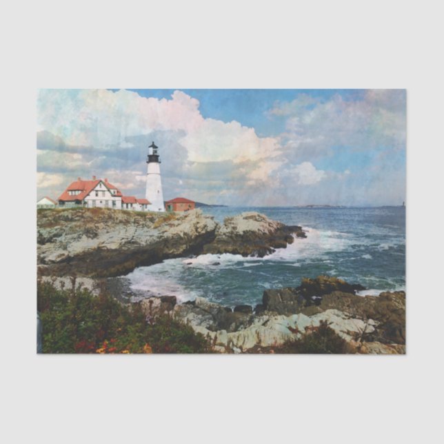 Lighthouse Decoupage Tissue Wrapping Paper (Front)