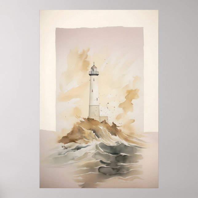 Lighthouse, Digital Print, Minimalist Printable Poster (Front)