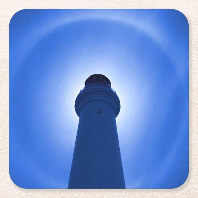 Lighthouse Effect - Blue Square Paper Coaster (Front)