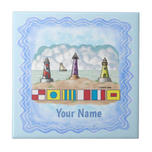 Lighthouse Flags Ceramic Tile