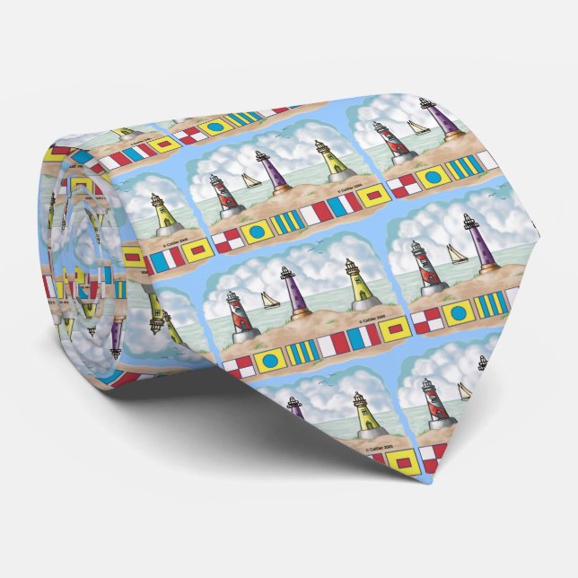 Lighthouse Flags Tie (Rolled)