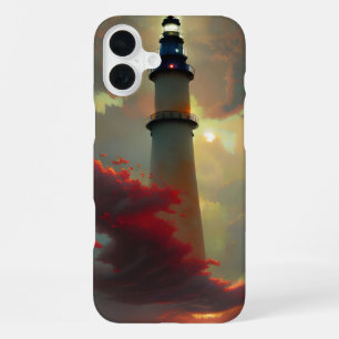Lighthouse floating in the Sunset Clouds iPhone 16 Plus Case