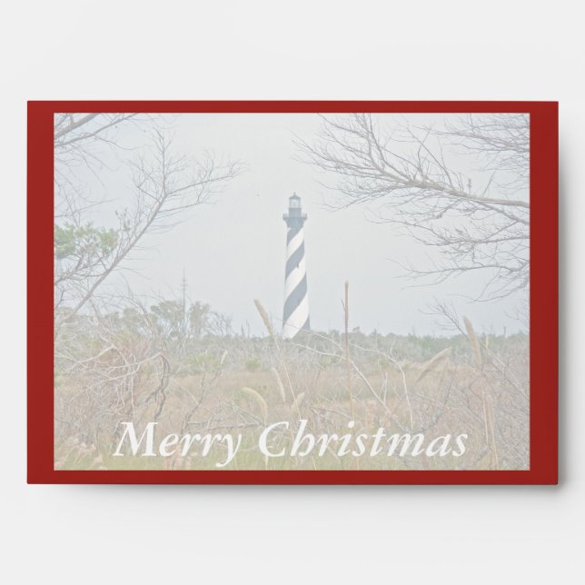 Lighthouse From Our House Merry Christmas Envelopes (Front)