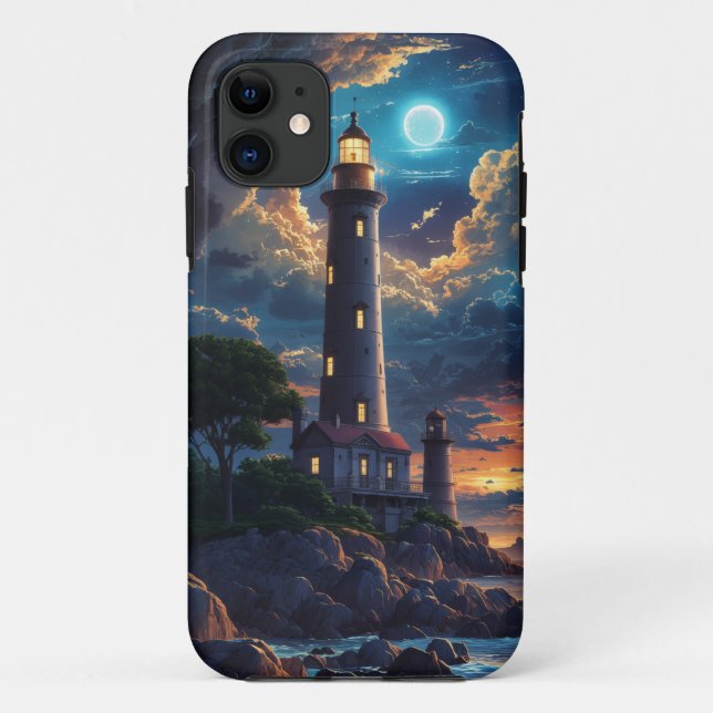 Lighthouse Full Moon Case-Mate iPhone Case (Back)
