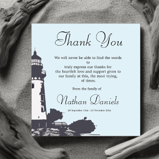 Lighthouse Funeral Thank You Cards