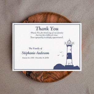 Lighthouse Funeral Thank You Note Card