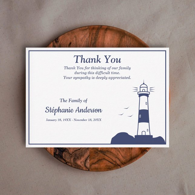 Lighthouse Funeral Thank You Note Card (Lighthouse Funeral Thank You Note Card)