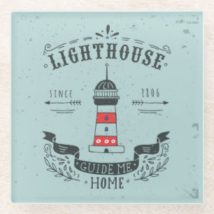 Lighthouse Guide Me Home Poster Glass Coaster