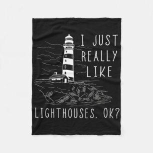 Lighthouse I Just Really Like Lighthouses Seaside Fleece Blanket