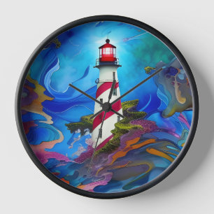 Lighthouse in a Storm Poster Clock
