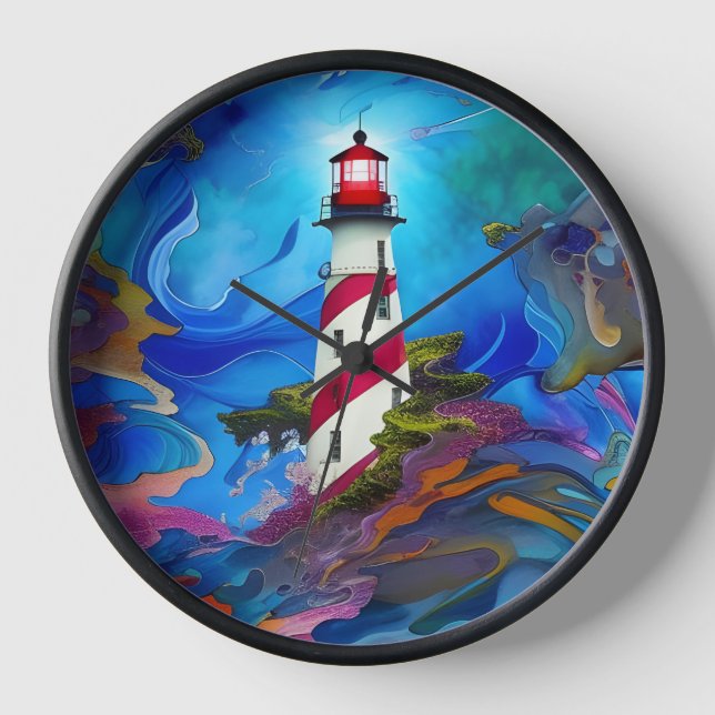 Lighthouse in a Storm Poster Clock (Front)