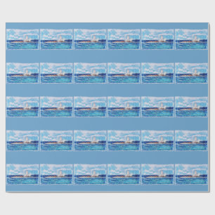 Lighthouse in Blue Wrapping Paper