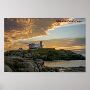 Lighthouse in Nubble Maine Poster
