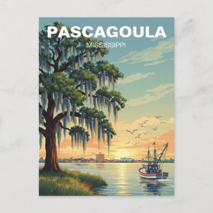 Lighthouse in Pascagoula Mississippi Postcard