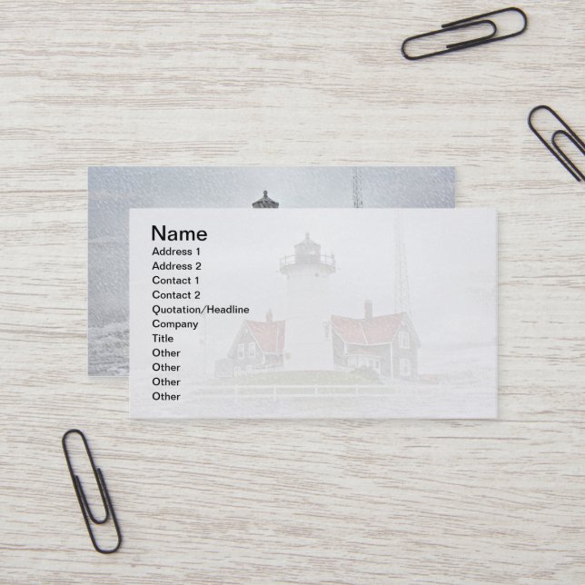 Lighthouse in Snow Business Card (Front/Back In Situ)