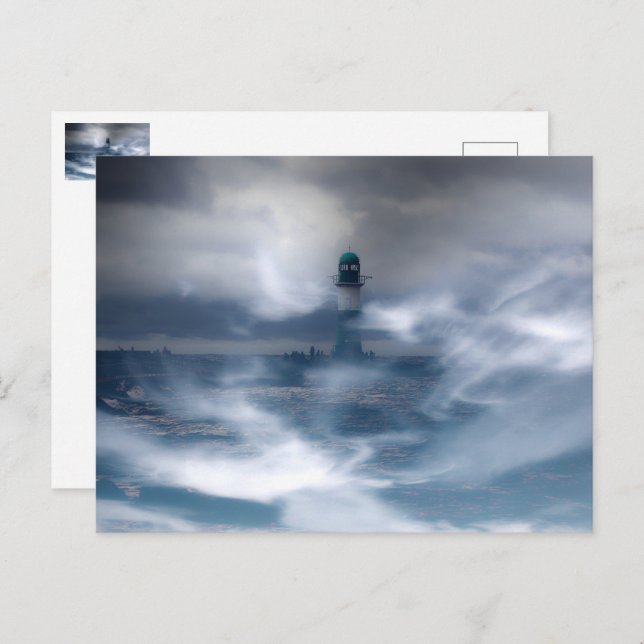 Lighthouse in the storm - Baltic Sea Postcard (Front/Back)