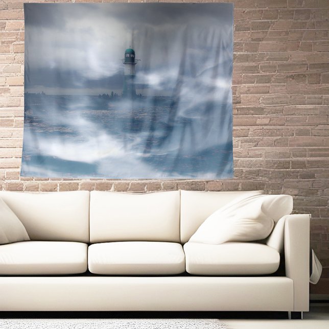 Lighthouse in the storm - Baltic Sea   Tapestry (Creator Uploaded)