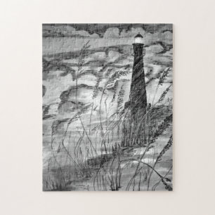 Lighthouse In The Storm Jigsaw Puzzle