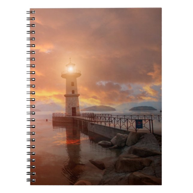 Lighthouse in the Sunset Notebook (Front)