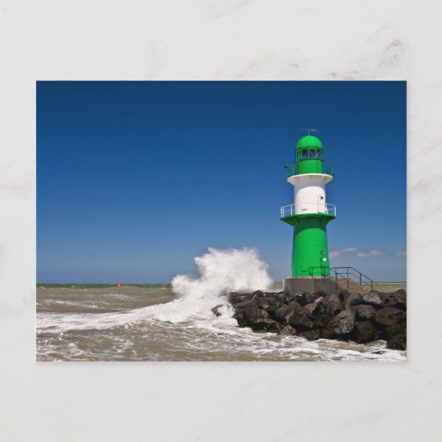 Lighthouse in Warnemuende on the Baltic Sea coast Postcard (Front)