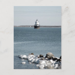 Lighthouse in Winter Postcard