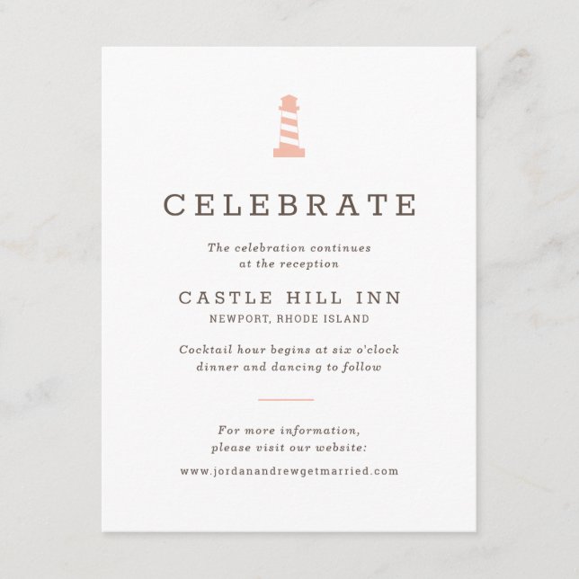 Lighthouse Insert for Nautical Beach Wedding (Front)