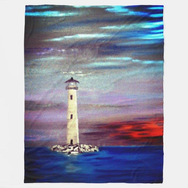 Lighthouse Island Fleece Blanket (Front)