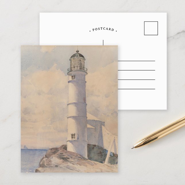 Lighthouse, Isle of Shoals | Childe Hassam Postcard (Creator Uploaded)