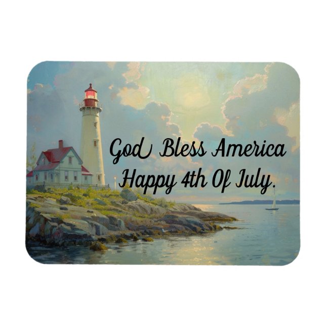 Lighthouse July 4th Flexible Magnet (Horizontal)