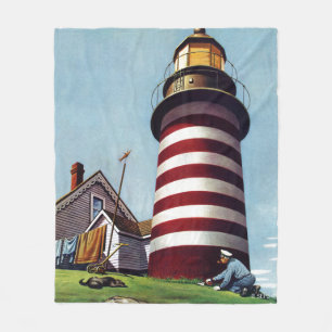 Lighthouse Keeper by Stevan Dohanos Fleece Blanket