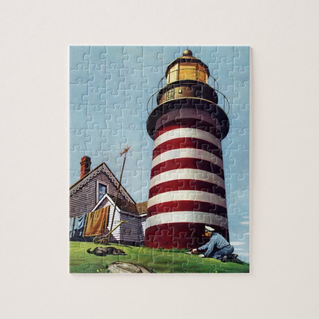 Lighthouse Keeper by Stevan Dohanos Jigsaw Puzzle (Vertical)