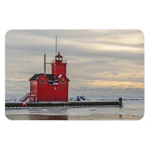 Lighthouse Known as Big Red in Holland Michigan Magnet