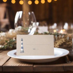 Lighthouse Kraft Wedding Folded Place Card