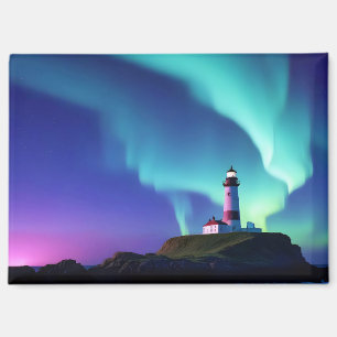 Lighthouse Landscape Coastal Ocean Aurora Night Magnet
