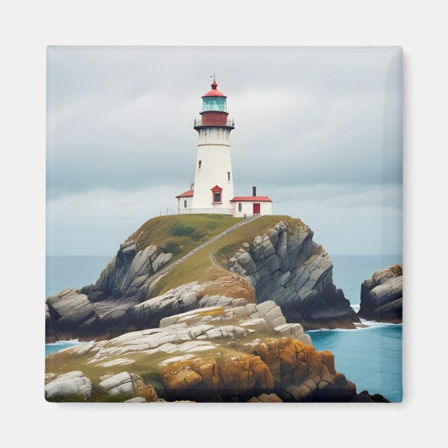 Lighthouse Landscape Coastal Ocean Calm Scenery Magnet (Front)