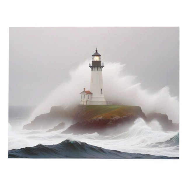 Lighthouse Landscape Coastal Ocean Waves Scenery Notepad (Front)