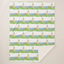 Lighthouse Large Sherpa Blanket