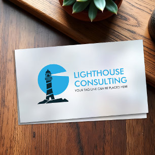 Lighthouse logo - shades of blue on pearl business card