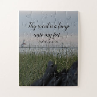 Lighthouse Michigan Lake Bible Quote Jigsaw Puzzle