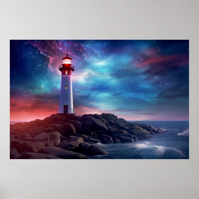 Lighthouse Nature World Fantastic Landscape Image Poster (Front)