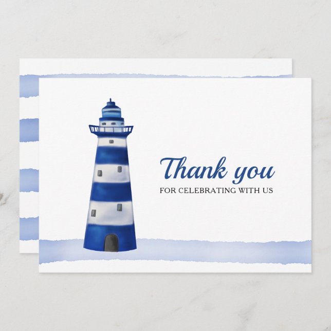 Lighthouse | Nautical Baby Shower Thank You Invitation (Front/Back)