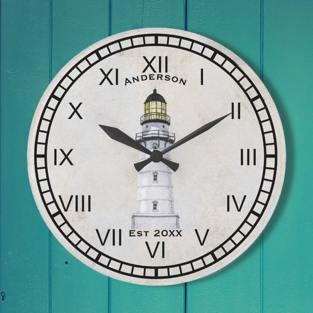 Lighthouse Nautical Wall Clock Grey Grunge (Creator Uploaded)
