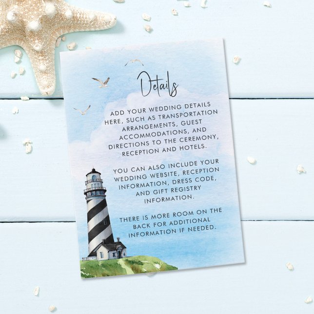 Lighthouse Nautical Watercolor Wedding Details Enclosure Card (Creator Uploaded)