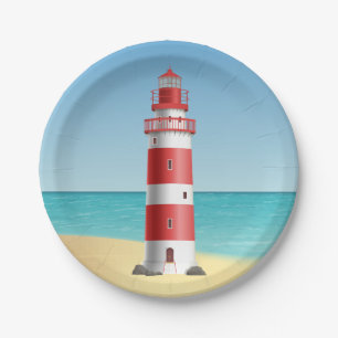 Lighthouse Nautical Wedding Beach Summer Ocean Paper Plate