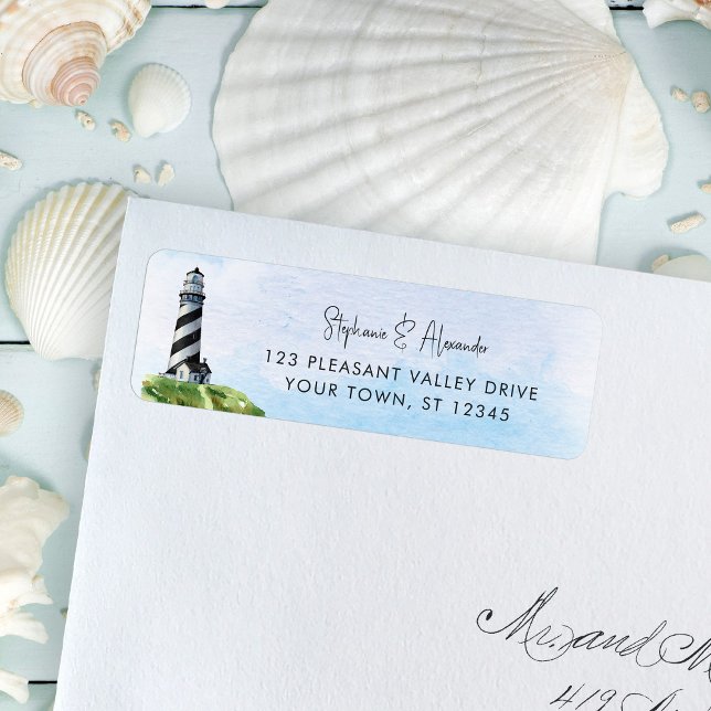 Lighthouse Nautical Wedding Return Address Label (Creator Uploaded)