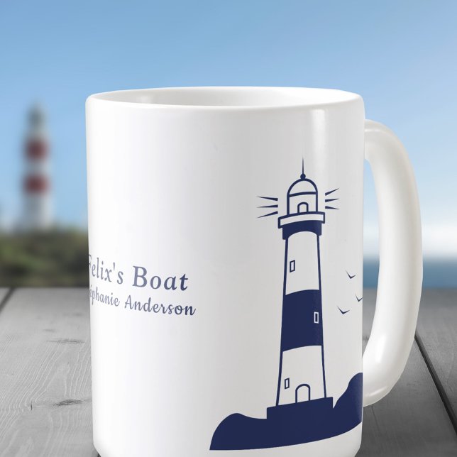 Lighthouse Navy Blue Coffee Mug (Lighthouse Navy Blue Mug)