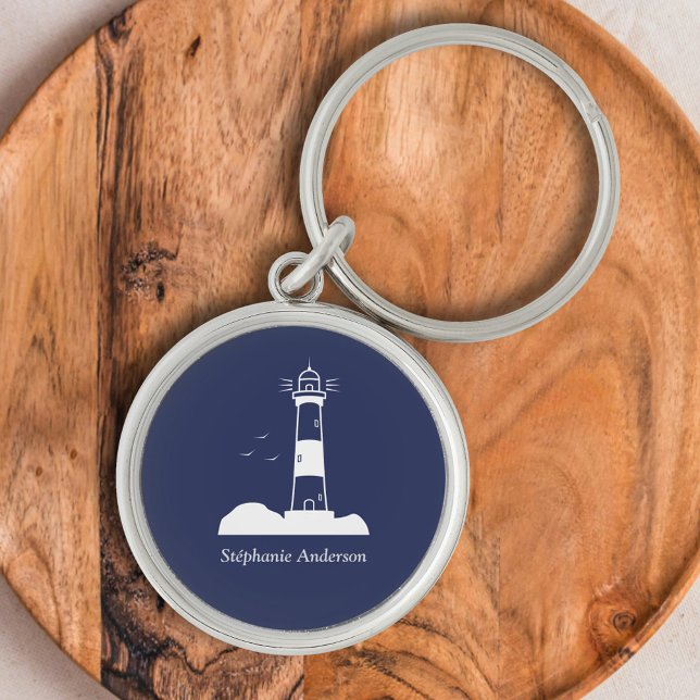 Lighthouse Navy Blue  Key Ring (Lighthouse Navy Blue Keychain)