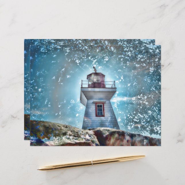Lighthouse Ocean Blue Nautical Rustic Coastal (Front/Back In Situ)