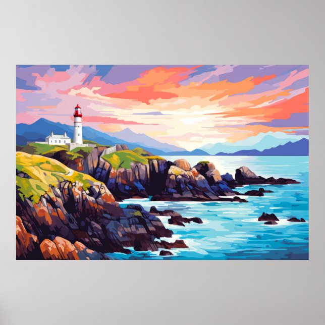 Lighthouse Ocean Coast Landscape Nature Poster (Front)