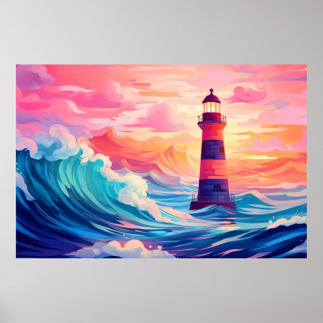 Lighthouse Ocean Coast Landscape Nature Poster (Front)